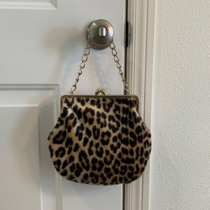 SOFT VINTAGE FAUX FUR LEOPARD PURSE